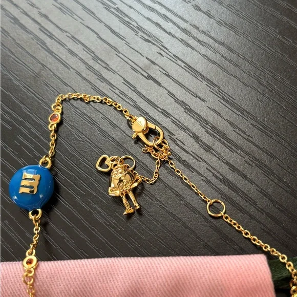 nwot kate spade multicolor M&M-style charm necklace - gold chain - Picture 3 of 7